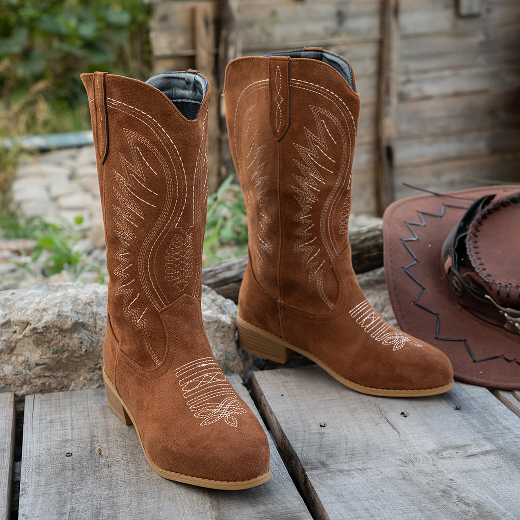 Luella Contrast Embroidered Western Boots - view 5