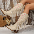 Macie Fringe Trim Western Knee High Boots - view 1