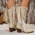 Macie Fringe Trim Western Knee High Boots - view 3