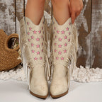 Macie Fringe Trim Western Knee High Boots - view 4