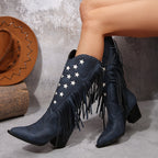 Macie Fringe Trim Western Knee High Boots - view 5