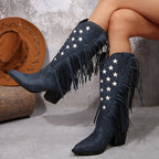 Macie Fringe Trim Western Knee High Boots - view 9