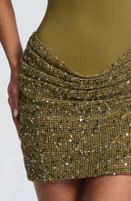 Halter keyhole sequin homecoming mini dress with draped mesh skirt - view 4