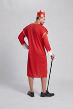 Men's red King of Hearts Halloween costume robe with playing-card suit trim and crown - view 3