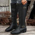 Marceline Double Buckle Knee High Riding Boots - view 3