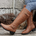 Marceline Double Buckle Knee High Riding Boots - view 4