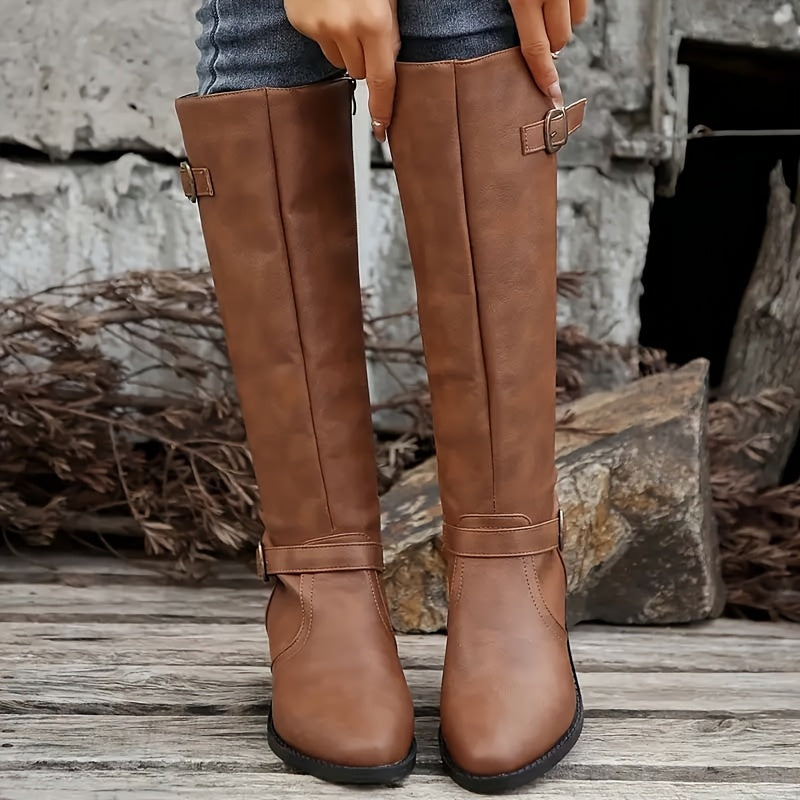 Marceline Double Buckle Knee High Riding Boots - view 5