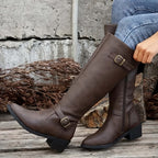 Marceline Double Buckle Knee High Riding Boots - view 7