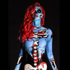 Women's full-body skeleton print Halloween costume jumpsuit with long sleeves - view 6