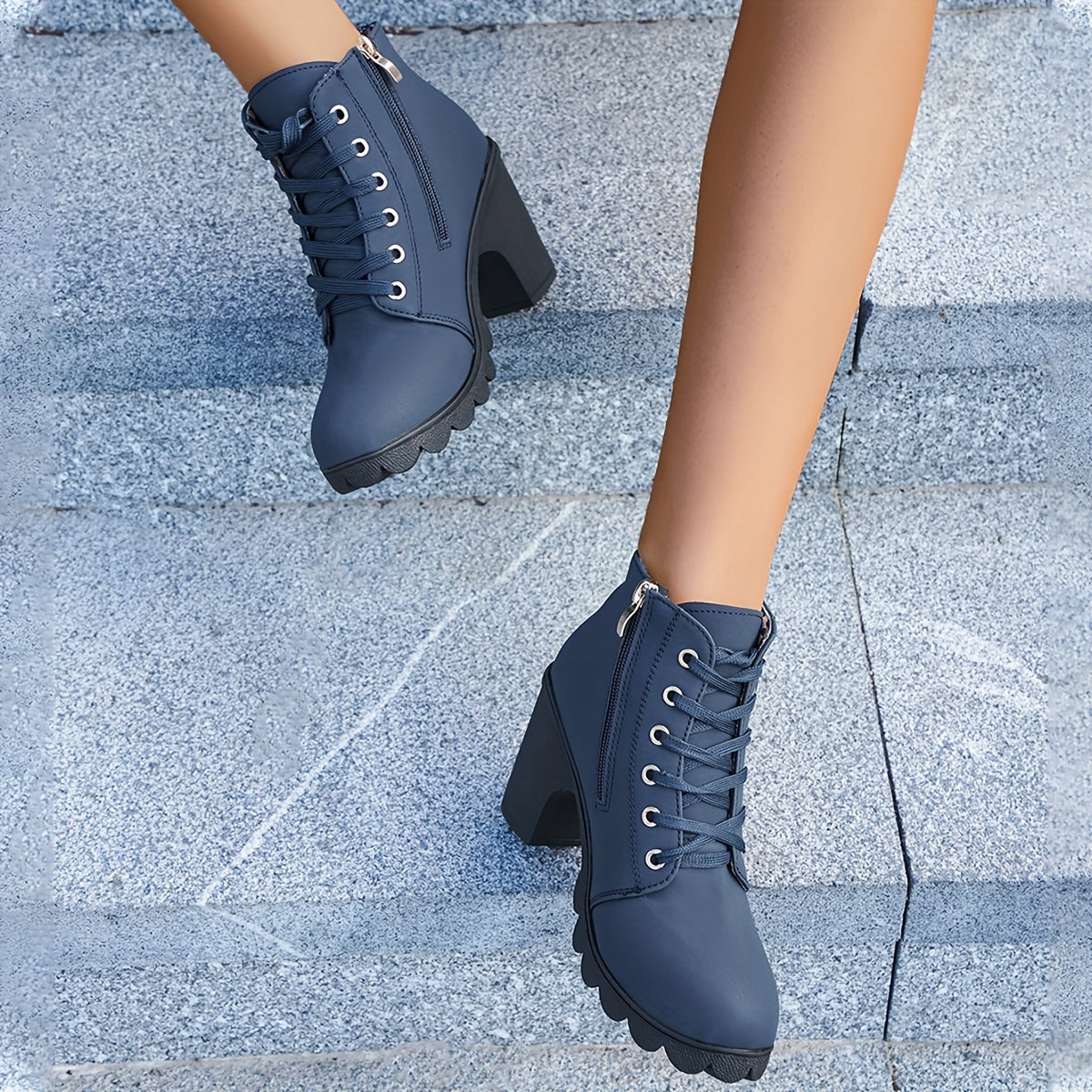 Margeaux Lace-Up Ankle Boots with Lugged Sole - view 12