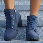 Margeaux Lace-Up Ankle Boots with Lugged Sole - front view