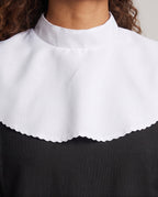 Women's nun Halloween costume with black robe, white scalloped collar and veil - view 2