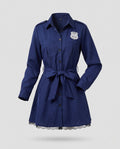 Women's navy police officer Halloween costume shirt dress with badge and tie belt - view 4