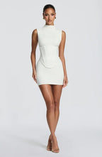 Maya black corset homecoming mini dress with mock neck - view 12