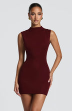 Maya black corset homecoming mini dress with mock neck - view 20