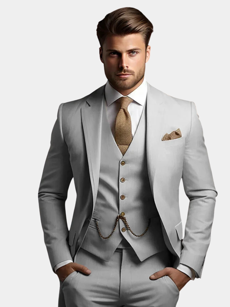 Men's blazer and tailored trousers set in a slim structured fit