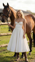Natalie bustier satin cocktail midi dress with sweetheart neckline and flared skirt - view 33