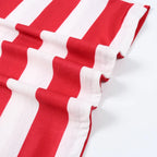 Family in matching red and white striped Christmas pajamas with gray ribbed cuffs - view 8