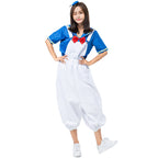 Sailor Halloween costume with blue collared top, red bow and white balloon-leg overalls - view 4