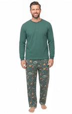 Family wearing matching green safari print Christmas pajamas - view 10