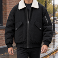 Sherpa collar utility jacket for men with snap flap pockets and sleeve zip pocket
