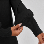 Balloon sleeve sweater top and matching pencil midi skirt worn on a city street - view 11