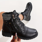 Odele | Embroidered Western Ankle Boots with Knit Collar