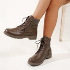 Odele | Embroidered Western Ankle Boots with Knit Collar