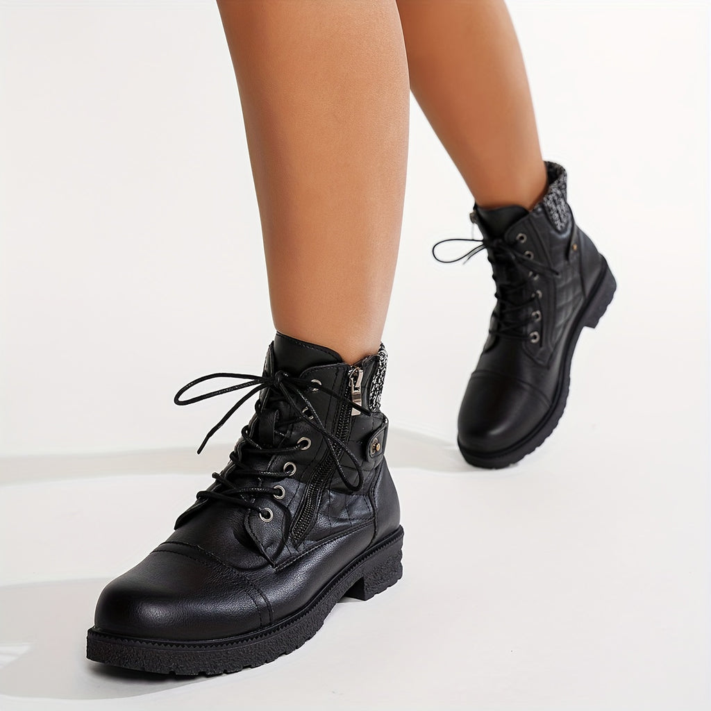Odele | Embroidered Western Ankle Boots with Knit Collar