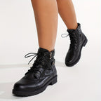 Odele | Embroidered Western Ankle Boots with Knit Collar