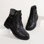 Odele | Embroidered Western Ankle Boots with Knit Collar