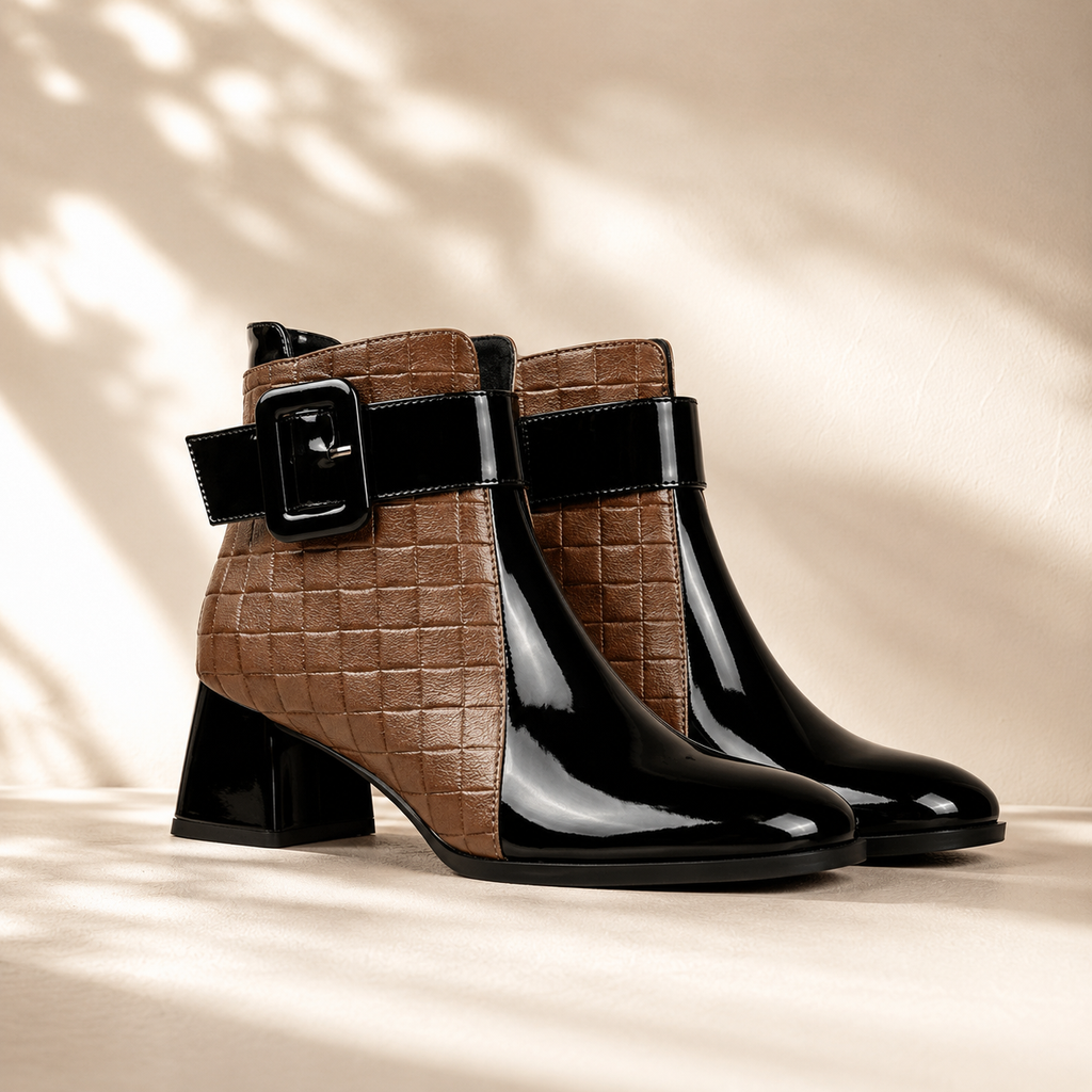 Odile quilted panel buckle ankle boots - view 12