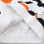 Kids white crewneck sweatshirt with orange pumpkin and black bat Halloween print - view 4