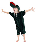 Kids green crocodile Halloween costume with open-jaw hat and spiked tail - view 5