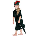 Kids green crocodile Halloween costume with open-jaw hat and spiked tail - view 6