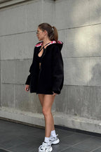 Zip-up graphic hoodie with lip print hood lining and kiss print panel on the back - view 8