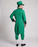 Men's green leprechaun Halloween costume with tailcoat, vest, breeches and buckle top hat - view 3