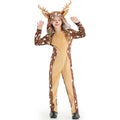 Girls plush deer Halloween costume jumpsuit with antler hood - view 6
