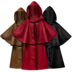 Kids hooded wizard robe costume with layered capelet and black trim - view 5