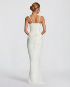 Draped corset maxi dress with wide straps and lace-up back - view 12