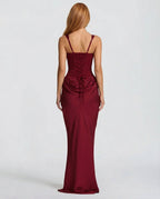 Draped corset maxi dress with wide straps and lace-up back - view 16