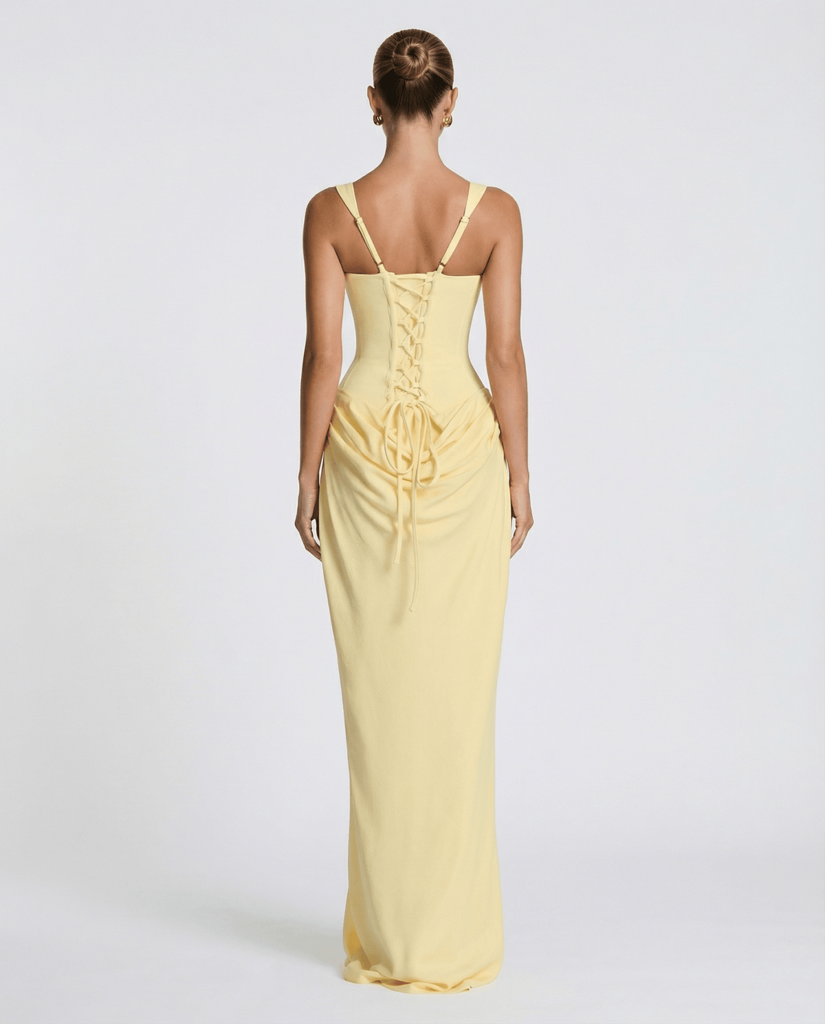 Draped corset maxi dress with wide straps and lace-up back - view 22