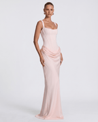 Draped corset maxi dress with wide straps and lace-up back - view 24