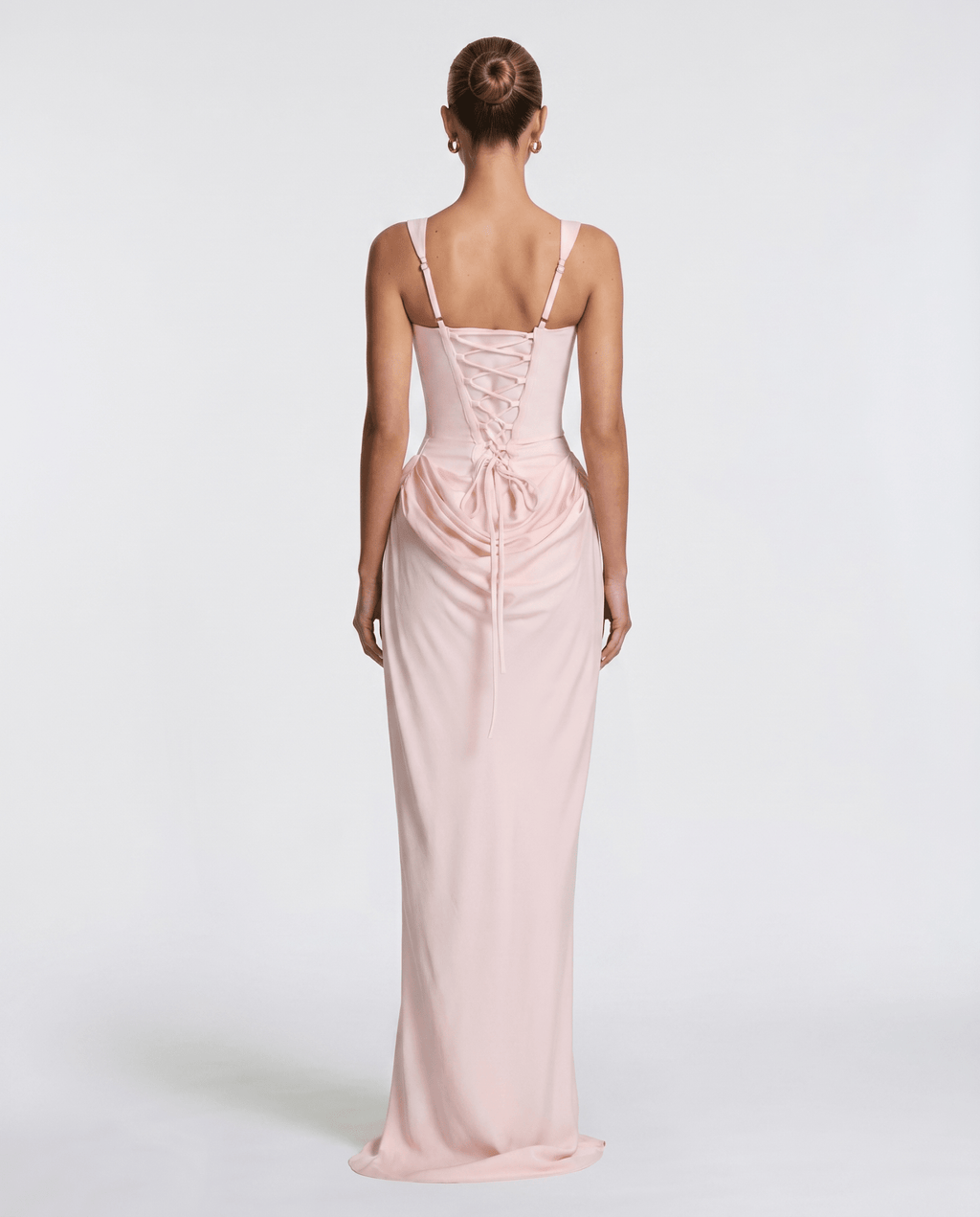 Draped corset maxi dress with wide straps and lace-up back - view 25
