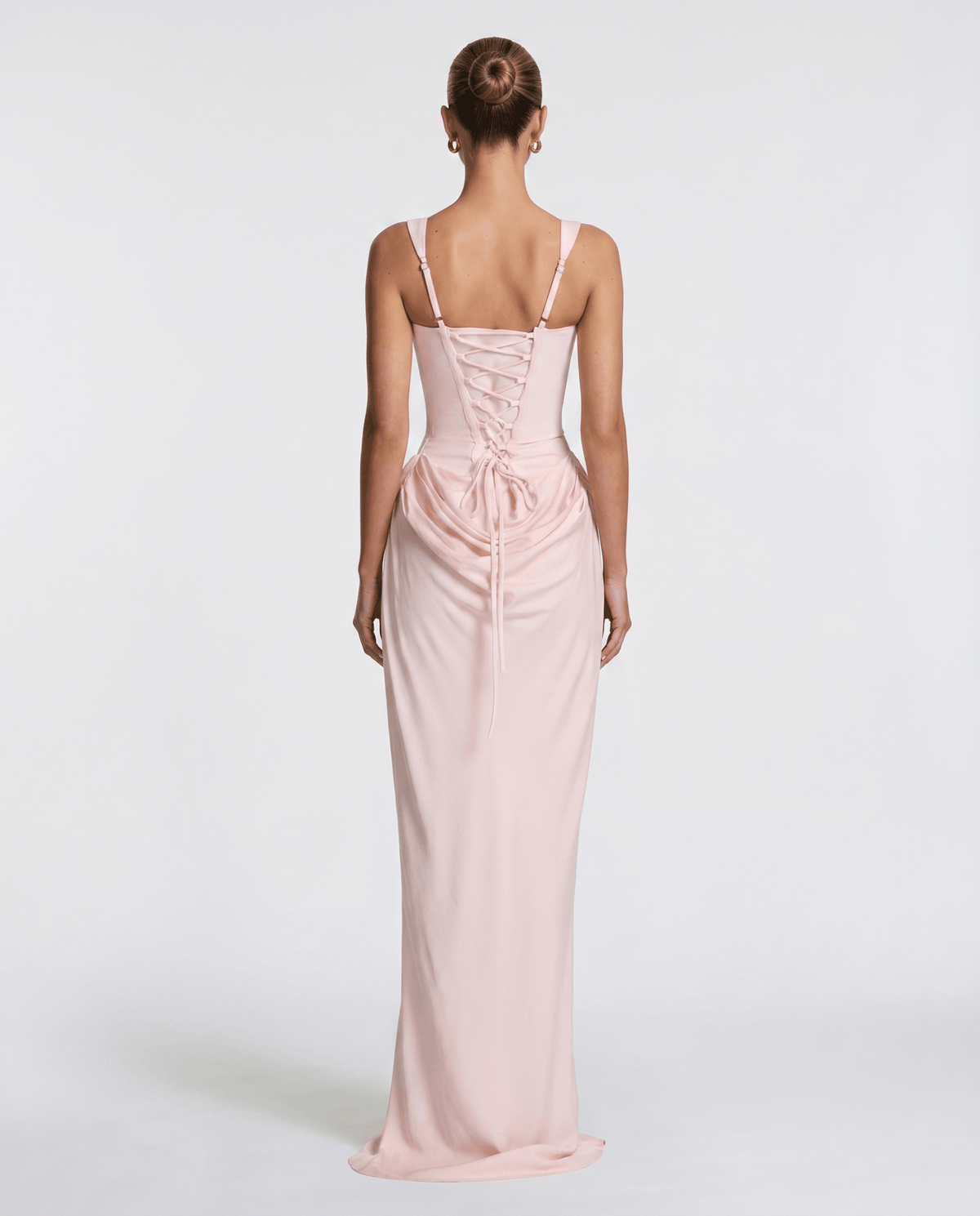 Draped corset maxi dress with wide straps and lace-up back - view 25