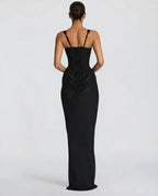 Draped corset maxi dress with wide straps and lace-up back - view 8