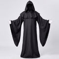 Men's black hooded robe Halloween costume with shoulder capelet and wide bell sleeves - view 4
