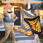 Butterfly and catcher couples Halloween costume with monarch wing cape, khaki vest, bucket hat and net - view 3