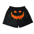 Men's mesh basketball shorts with jack-o'-lantern face graphic - view 3