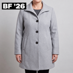 Women's stand collar wool coat with single-breasted button front - view 2